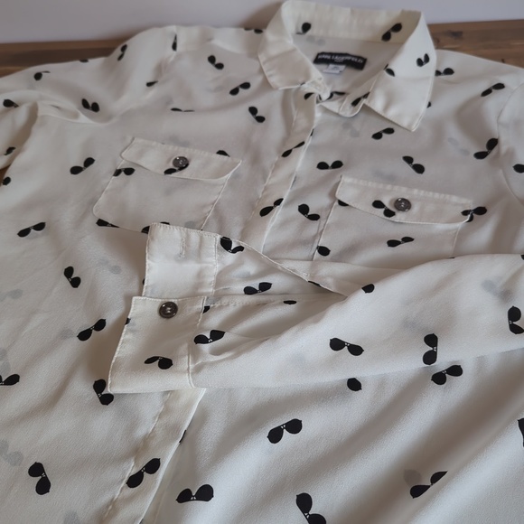 KARL LAGERFELD PARIS Women's Sunglasses Print Blouse - Picture 5 of 12